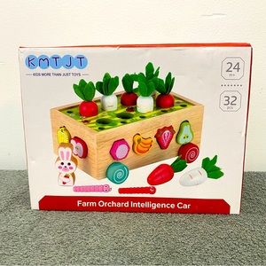 New! Farm Orchard Intelligence Car Wooden Puzzle Blocks Toy